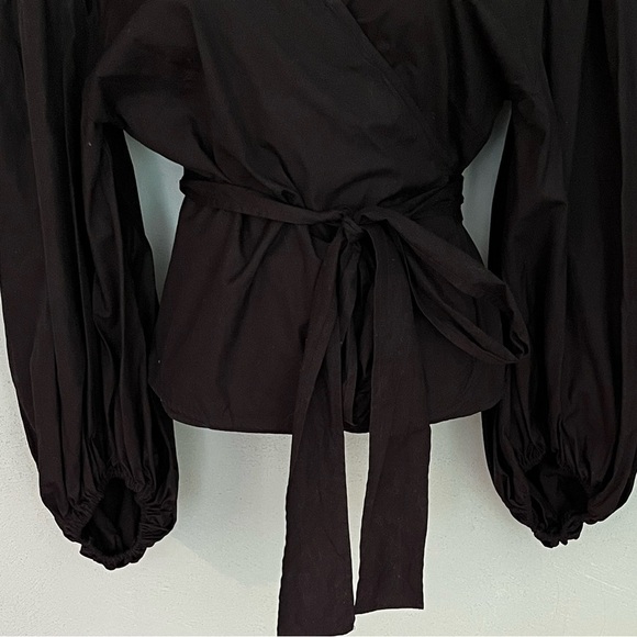 Michael Kors 100% Cotton Black Versatile Wrap Top Blouse Size Small Contemporary - Picture 3 of 12